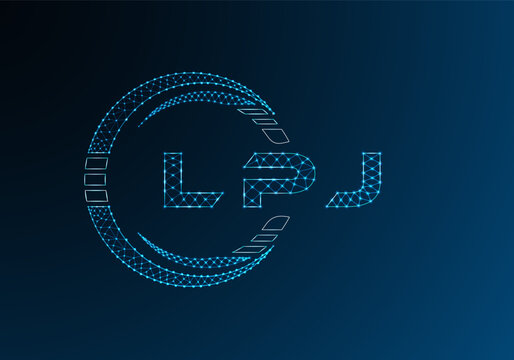LPJ low poly letter logo vector design. LPJ lower poly logo design. Low poly logo.