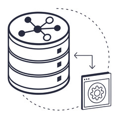 Stacked server with network connections and settings database data