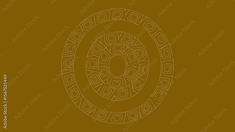 Poster concentric circles with geometric patterns on a textured brown background