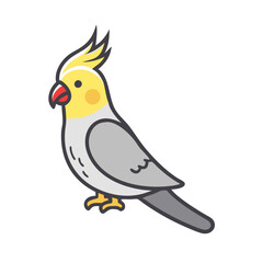 cockatiel bird, colorful feathers, cute and adorable parrot, perched on branch, digital art, vibrant colors, minimalist style, 3d render
