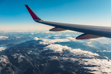 View from an airplane to fjords in Norway