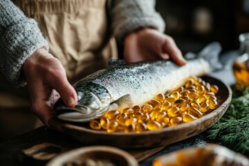 Cultivating wellness: A person  the benefits of fish oil supplements for health and vitality, Generative AI