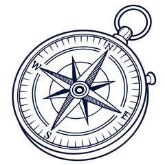 Vintage compass with directional markings and hanging loop navigation travel