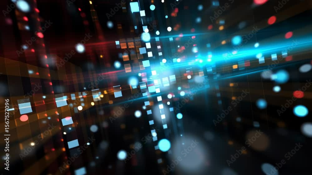 Aufkleber abstract light background with bokeh effects and grid pattern featuring vibrant blue, red, and yello