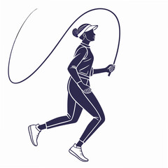 Woman jumping rope athletic pose exercise fitness
