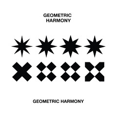 Modern Vector Shape Set &ndash; Symmetrical Stars and Crosses in Clean Minimalist Style