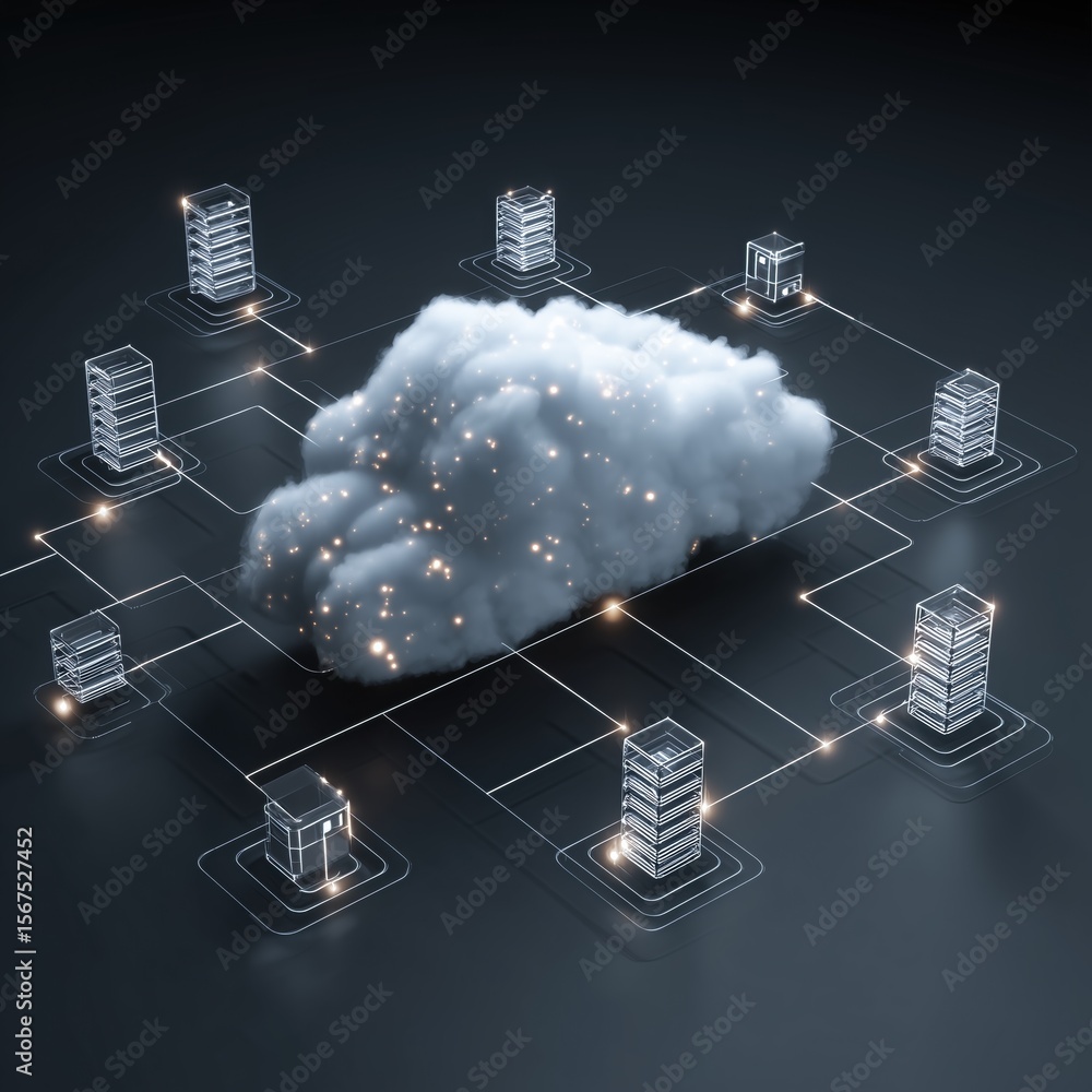Poster cloud computing concept and storage