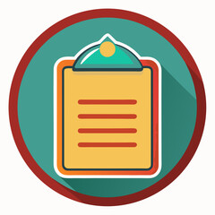 Yellow clipboard with red lines and teal background paper writing