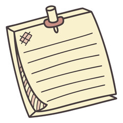 Yellow notepad with lines and pushpin paper sticky note