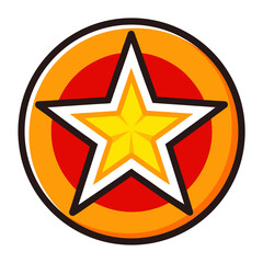 Yellow star emblem with concentric circles symbol orange