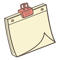 Yellow paper note with pink clip vector
