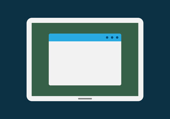 Tablet con ventana abierta de aplicación