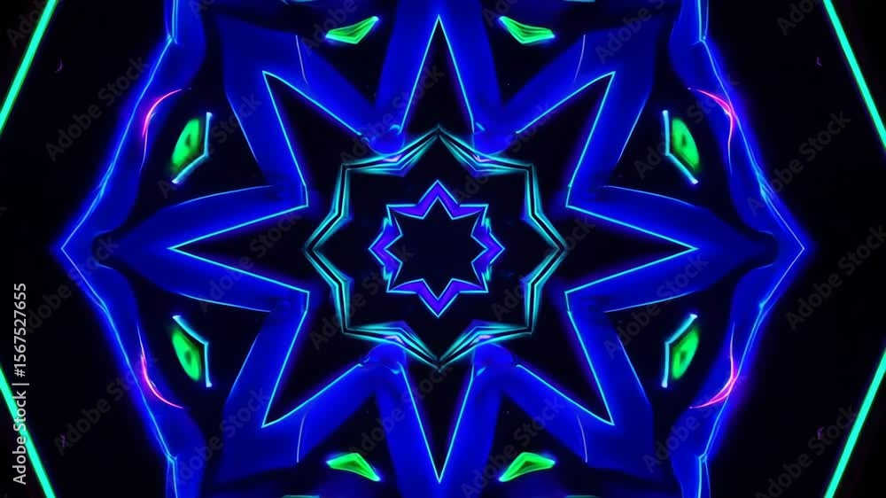 Aufkleber neon kaleidoscope patterns transforming and rotating