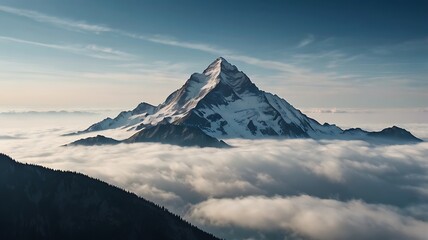 Majestic Mountain Peak Soaring Above the Clouds A Breathtaking View
