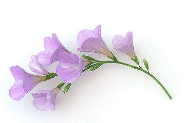 Freesia isolated in 3d cartoon character on white background
