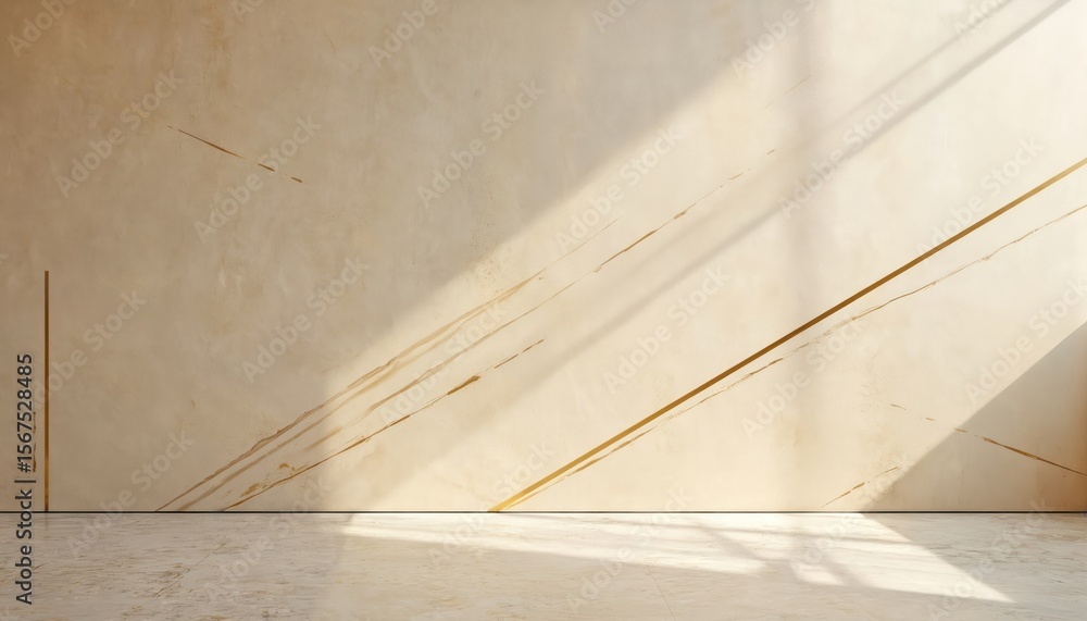 Poster abstract beige canvas artwork features elegant gold lines on textured background. diagonal stripes c