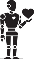 vector illustration of a robot with holding a heart