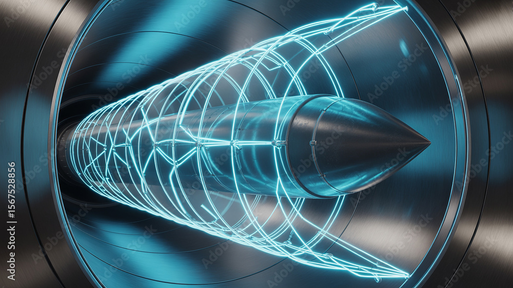 Aufkleber engine core technology: high-tech image of a sleek metal engine core, its intricate design highlight