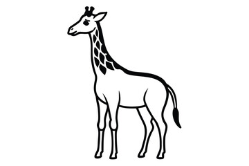 Giraffe stands elegantly outlined in black with a white pattern of large polygons