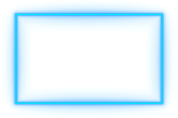 Blue neon rectangle shape frame. Glowing neon border isolated on transparent background. Shine glow light neon sign frame. Banner, Mockup, template for presentation or montage, Design elements, PNG