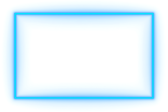 Blue neon rectangle shape frame. Glowing neon border isolated on transparent background. Shine glow light neon sign frame. Banner, Mockup, template for presentation or montage, Design elements, PNG - Powered by Adobe