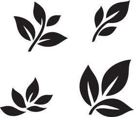 vector set of green leaves