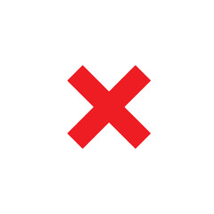 Red x silhouette vector flat illustration design.