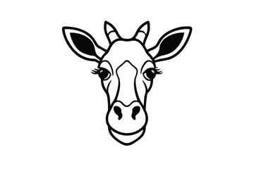 Striking giraffe head is presented in a bold black and white, minimal style