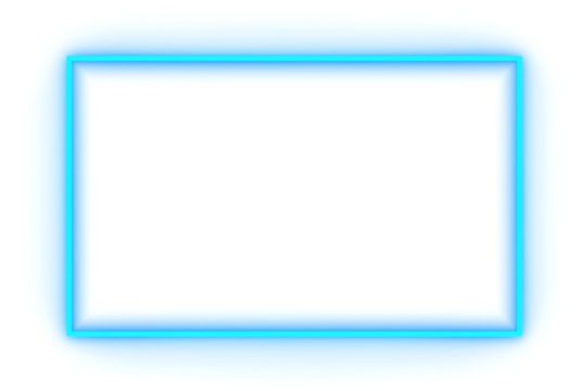 Blue neon rectangle shape frame. Glowing neon border isolated on transparent background. Shine glow light neon sign frame. Banner, Mockup, template for presentation or montage, Design elements, PNG