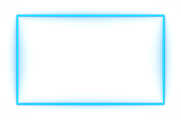 Obraz premium Blue neon rectangle shape frame. Glowing neon border isolated on transparent background. Shine glow light neon sign frame. Banner, Mockup, template for presentation or montage, Design elements, PNG