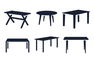Set of tables furniture vector silhouette table logo icon