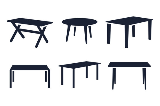 Set of tables furniture vector silhouette table logo icon