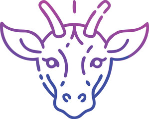 Detailed black and white giraffe head with bold tribal style patterns looking forward