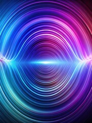 Vibrant swirling sound wave visualization in purple and blue hues