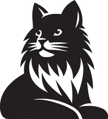 Obraz premium Black cat cartoon vector illustration with cute animal features