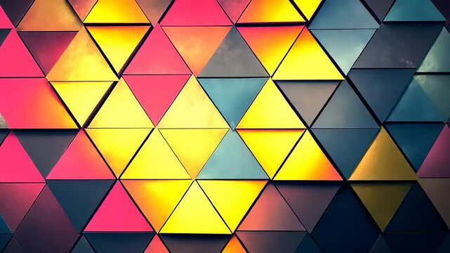 Colorful geometric pattern of interlocking triangles in vibrant hues creating a modern abstract design