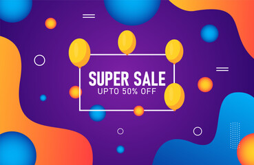 Super Sale Up to 50 Off Colorful Abstract Banner Realistic colorful liquid effect abstract background design