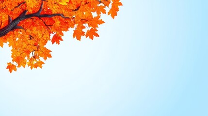 Vibrant Autumn Leaves Against a Pastel Sky Corner Composition