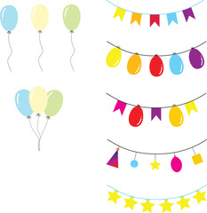 Set of Party for Decoration Ballon Flag Hanging