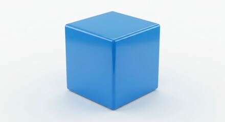 Solid blue cube on white background