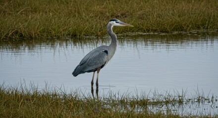 Heron in marsh