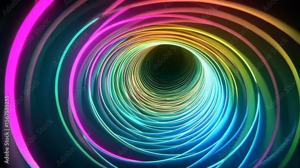 Poster vibrant swirling tunnel of colorful light creating a mesmerizing visual effect