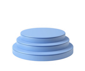 Three tiered circular podium stage for awards or presentations isolated on transparent background