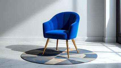 blue armchair in a room
