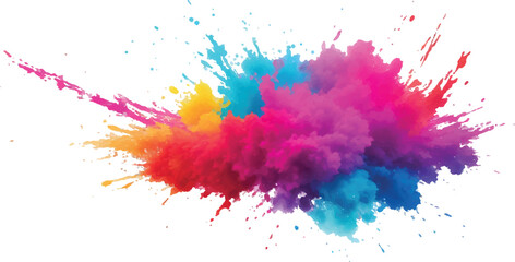 Rainbow Festival Powder Splash – Bright Holi Paint Explosion on White Background for Vibrant Vector Design
