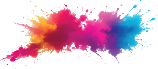 Festival Paint Powder Explosion – Bright Holi Color Splash with Rainbow Burst on Isolated White Background
