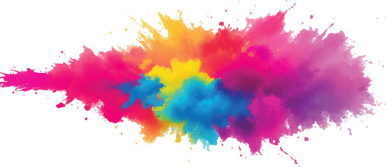 Color Splash Explosion – Bright Holi Paint and Powder Burst Isolated on White Background for Festival Art

