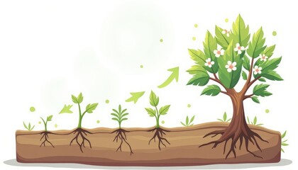Plant growth stages depicted in an illustration.