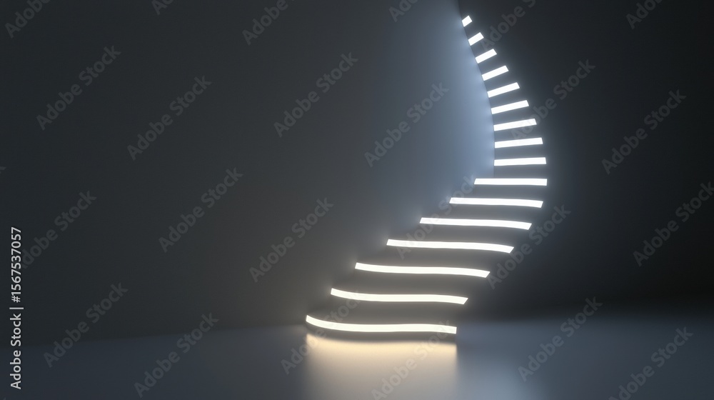 Poster a staircase illuminated by a single light source.