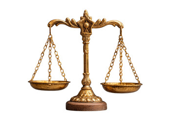A classic brass balance scale symbolizing justice and fairness.